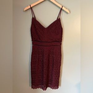NWT Abercrombie & Fitch Burgundy Crochet Mini Dress - size (S Tall)